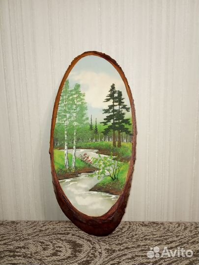 Картина на дереве из натурального камня