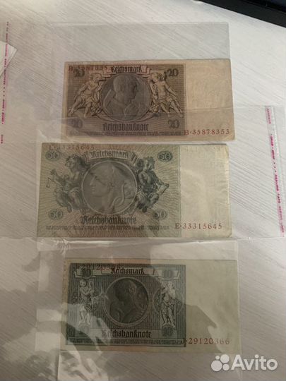 Купюра Reichsmark 10,20,50