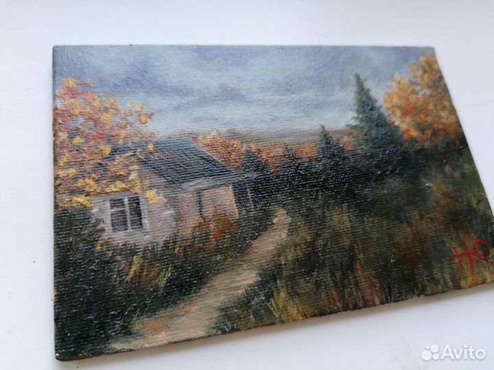 Картина маслом. Дачный пейзаж