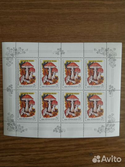 Марки листы 5шт грибы