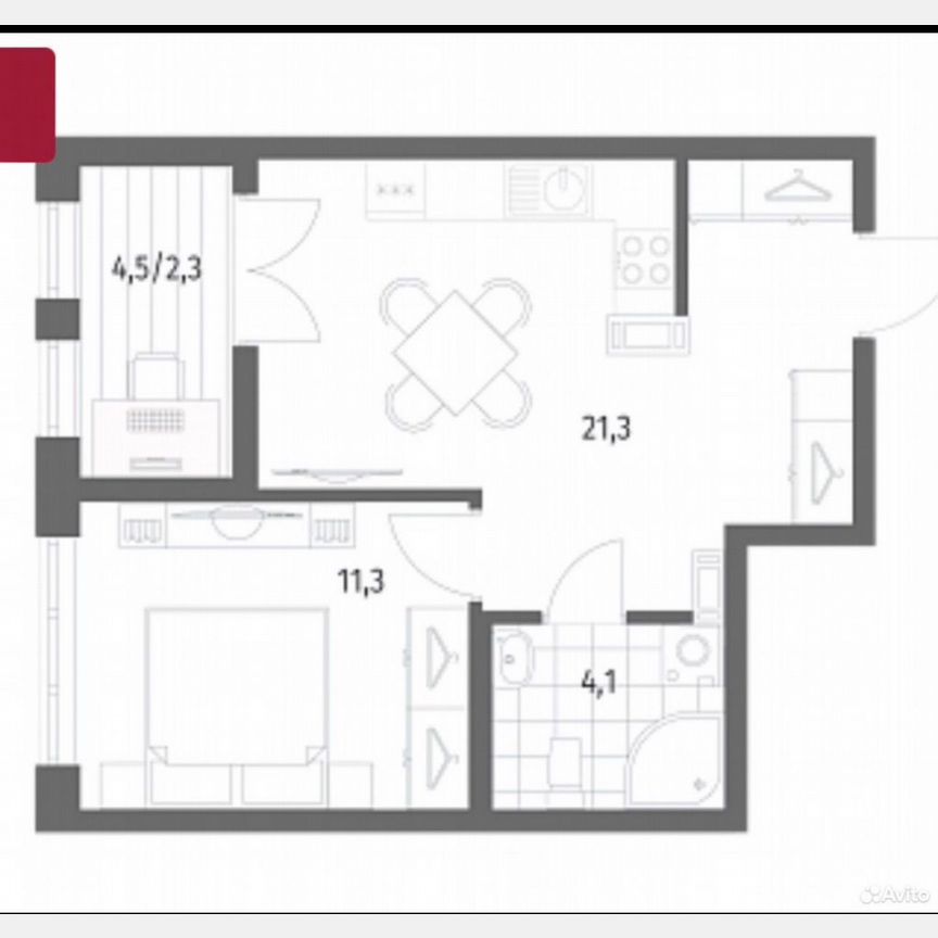 1-к. квартира, 39 м², 3/9 эт.
