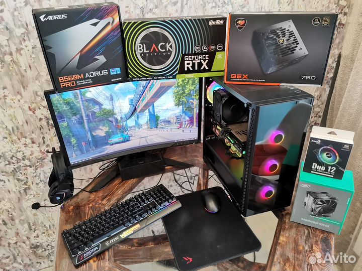 Игровой компьютер i7-11700F, RTX 3080 с монитором