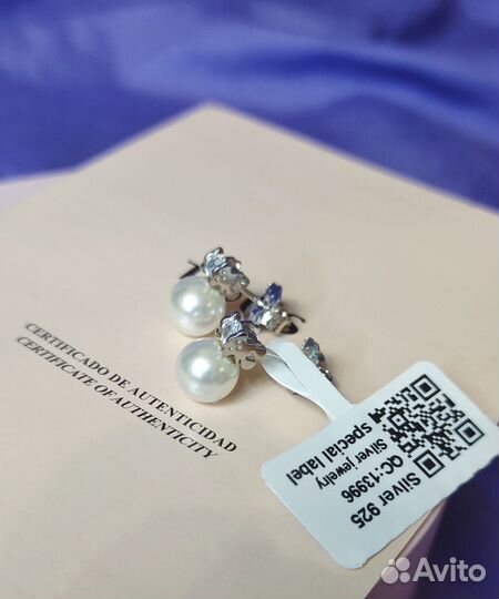 Tous серьги с жемчугом серебро тоус мишки тойс