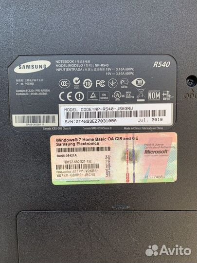 Ноутбук samsung r540