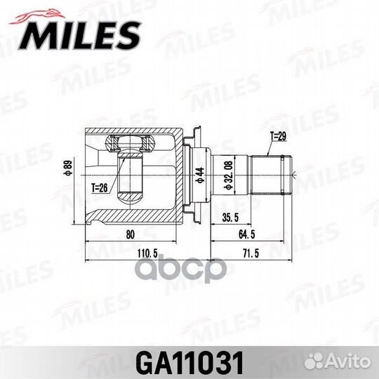 Шарнирный комплект, приводной вал GA11031 Miles