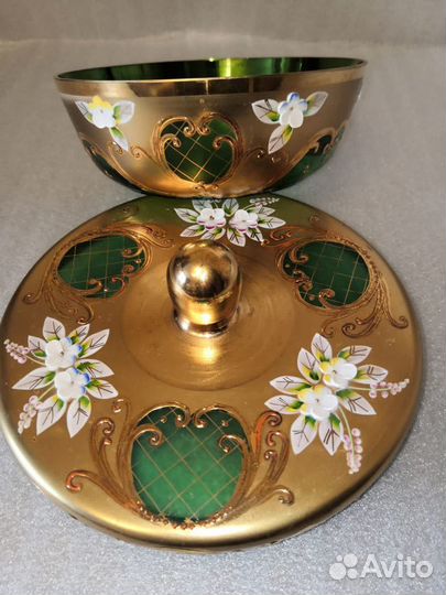 Конфетница ваза богемский цветной хрусталь Чехия