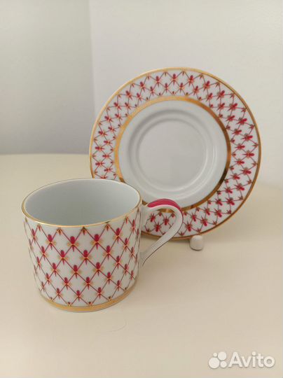 Чашка с блюдцем, подсвечник ифз: Кобальтовая сетка