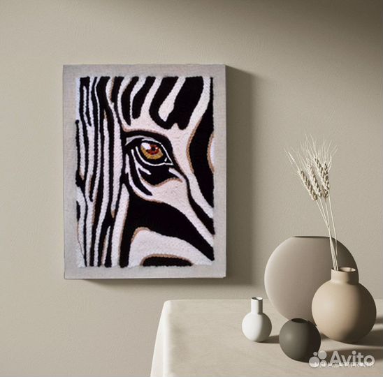Панно ковровая вышивка Зебра