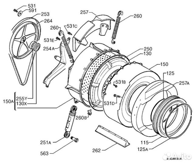 Комплектующие запчасти стиральной машины zanussi