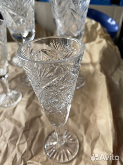 Хрустальные бокалы фужеры рюмки.4 видов