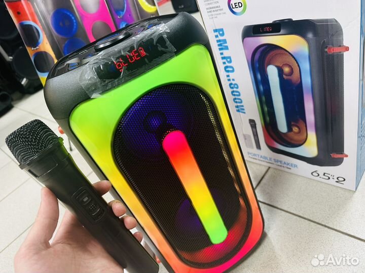 Блютуз колонка 800W портативная + караоке
