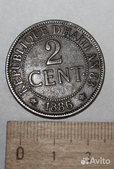 2 сантима (centimes) 1886 года, Гаити
