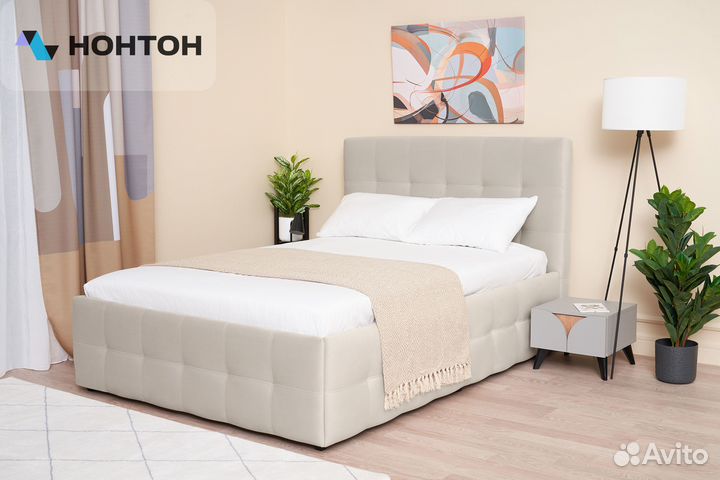 Кровать Рон 1.4 м светло-бежевая