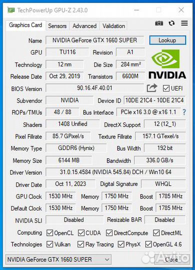 Видеокарта Palit Geforce GTX 1660 Super