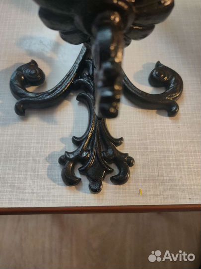 Подсвечник трехрожковый, чугунное литье, Куса,ссср