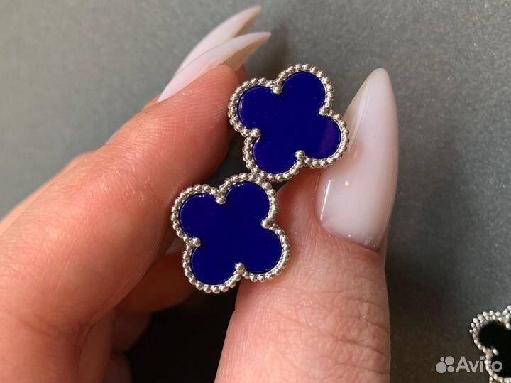 Серьги Van Cleef arpels синий агат премиум