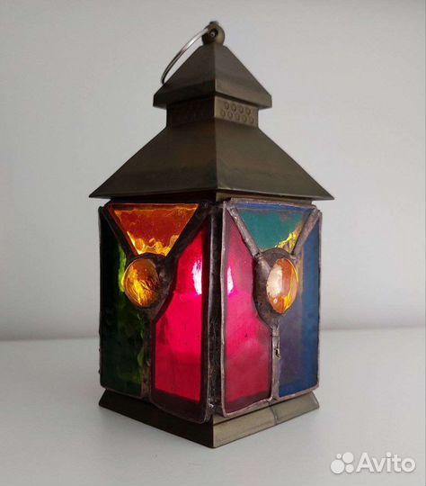 Витражный фонарик с кабошонами