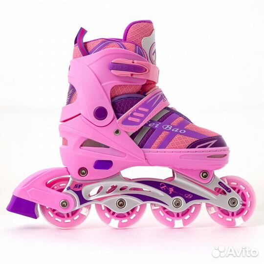 Роликовые коньки, размер 35-38 (Розовый) Роликовые