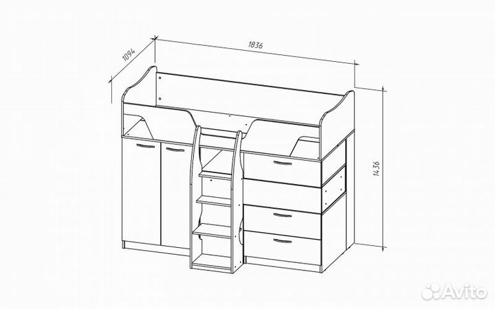 Комплект детской мебели. Кровать-транформер, платя