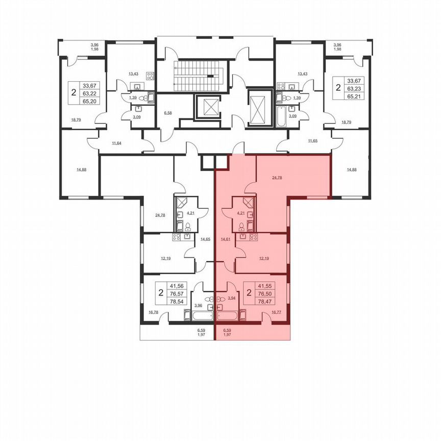 2-к. квартира, 78,5 м², 5/19 эт.