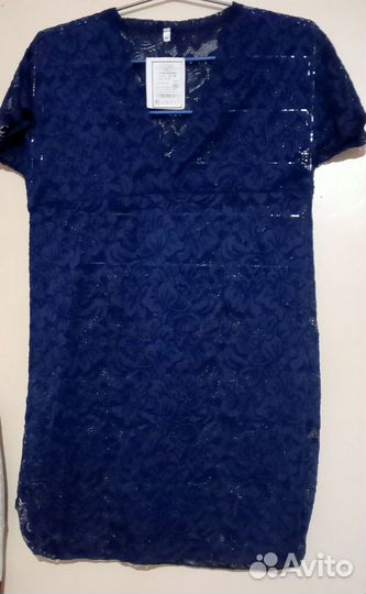 Туника парео темно-синее кружево