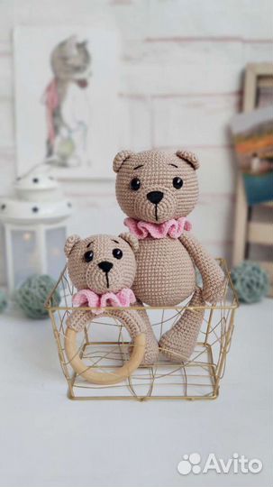 Бэби-бокс мягкая игрушка Мишка погремушка грызунок