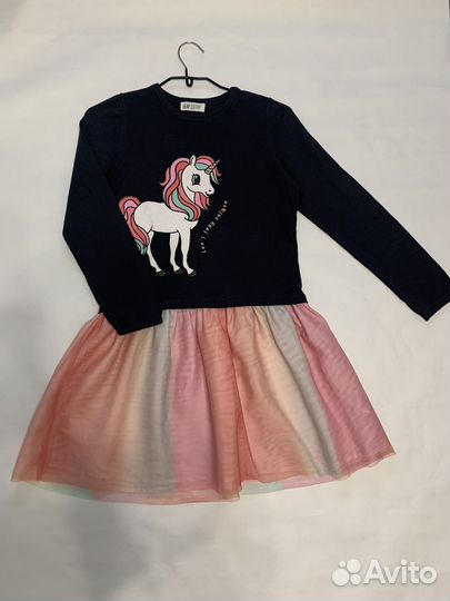 Платье HM для девочки нарядное 140 с единорогом