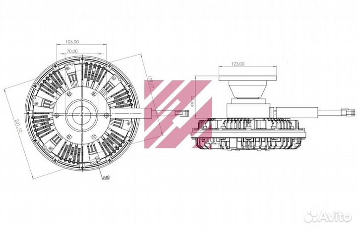 Вискомуфта вентилятора в сборе с крыльчаткой