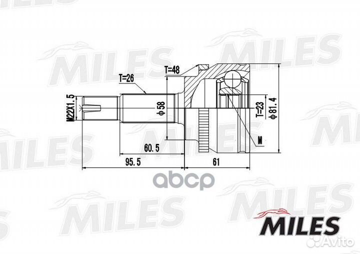 Шрус toyota corolla 1.4/1.6 02- нар. ABS ga2047