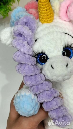 Вязаный единорог (плюшевая игрушка ручной работы)