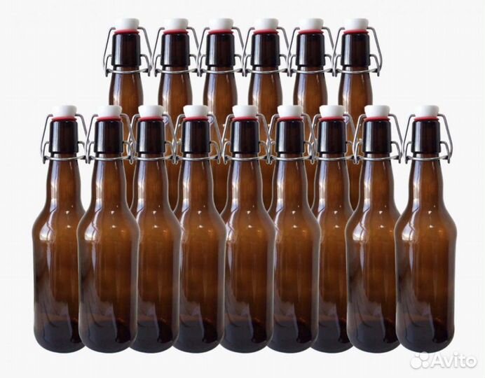 Стеклянная бутылка с бугельной пробкой 1 литр