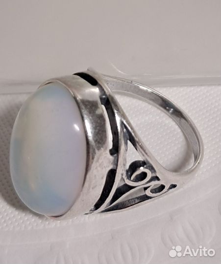 Комплект серьги и кольцо 19 лунный серебрение