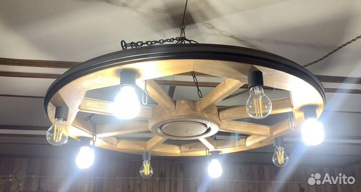 Люстра лофт - колесо от телеги