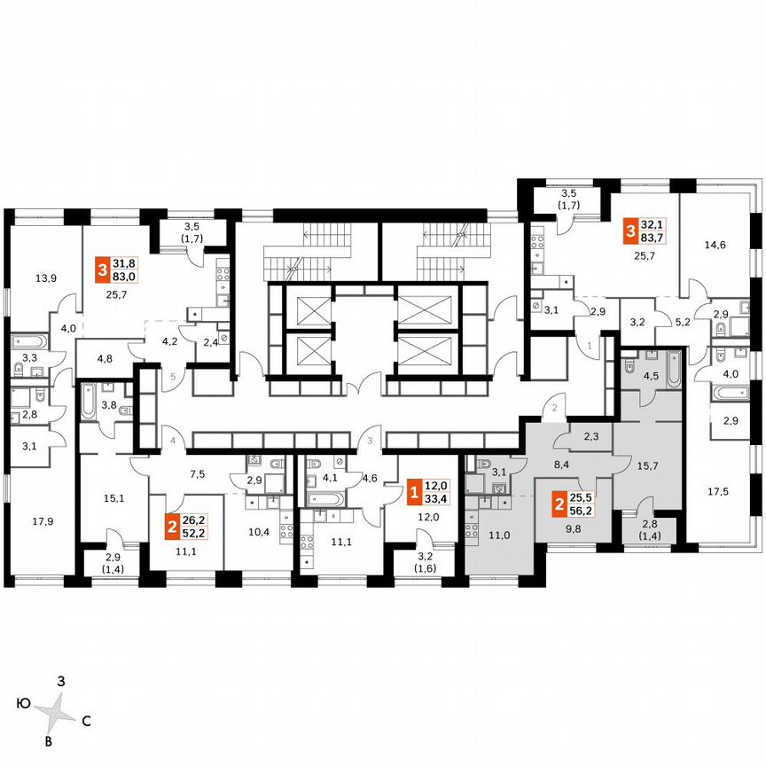 2-к. квартира, 56,4 м², 37/46 эт.