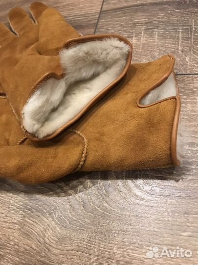 Варежки из дубленки с мехом