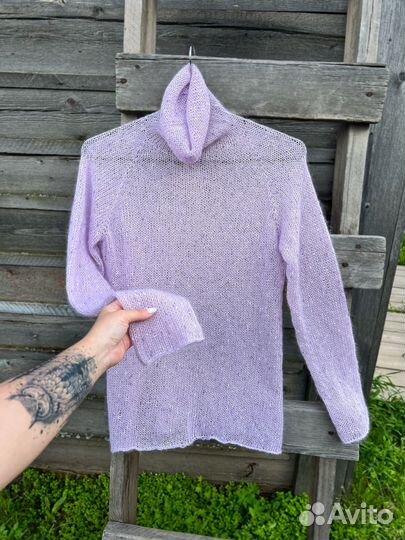 Вязаная паутинка мохеровый свитер