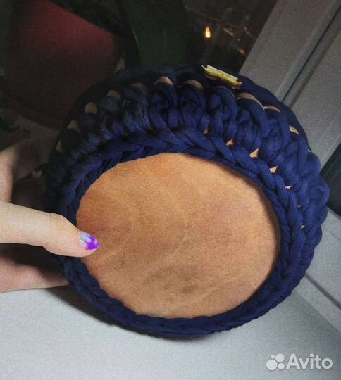 Корзинка из трикотажной пряжи