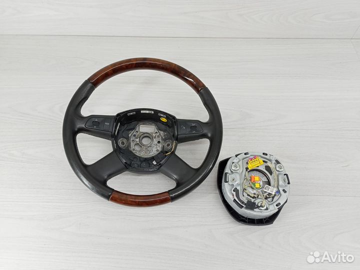 Руль в сборе Audi A6 C6 (кожа, дерево)