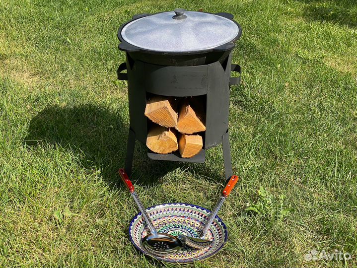 Печь + Казан 10 л + шумовка + половник + ляган 32