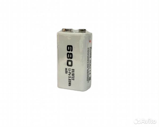 Аккумулятор soshine 9V(7,4V) 680 mAh Li-ion 6F22 крона