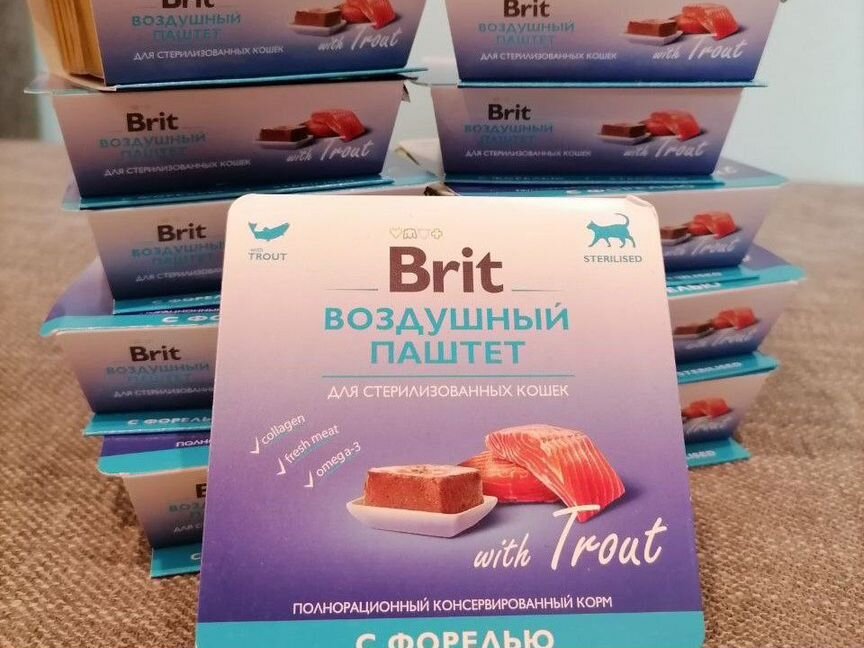 Brit воздушный паштет для кошек с форелью, 11шт