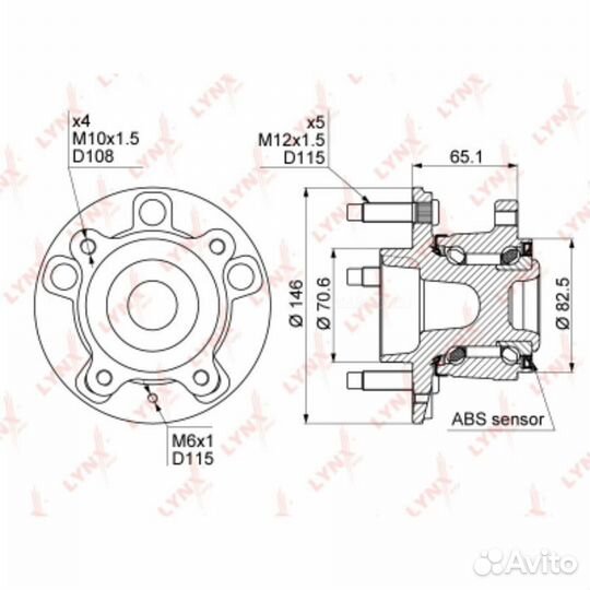 Lynxauto WH-1116 Ступица колеса зад прав/лев