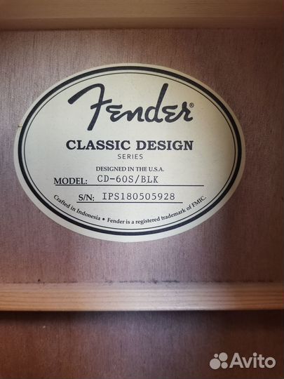 Акустическая гитара Fender CD 60 S/ BLK