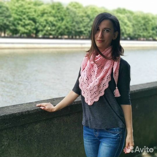 Шаль, шарф, бактус, платок на шею крючком