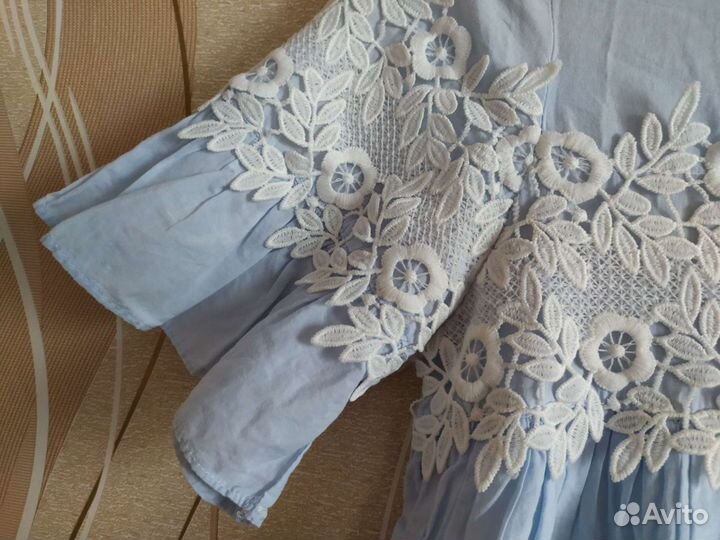 Платье голубое хлопковое