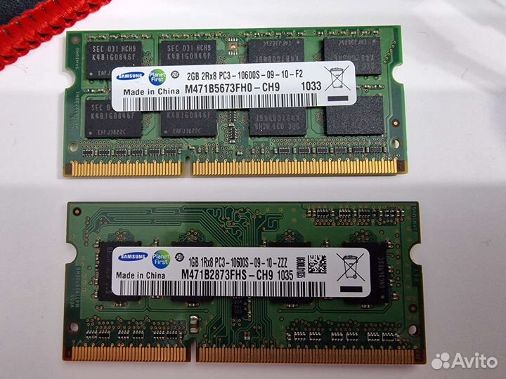 Оперативная память sodimm ddr3 Samsung 2gb и 1gb