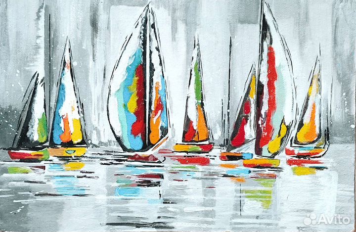 Картина Парусники акрилом