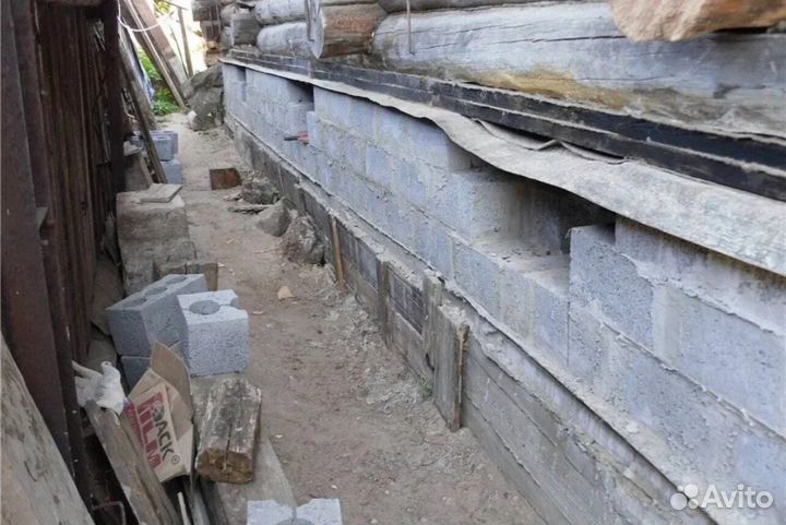 Замена венцов ремонт фундамента отмостка