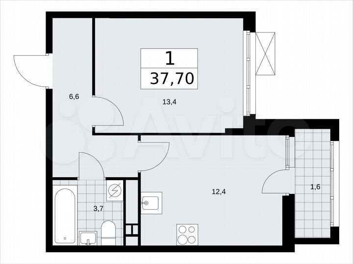 1-к. квартира, 37,7 м², 15/17 эт.