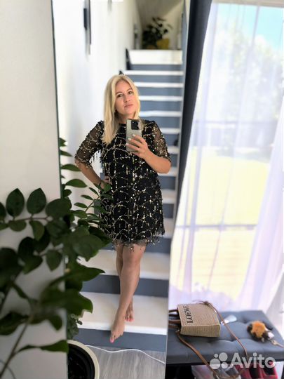 Платье в паетках zara
